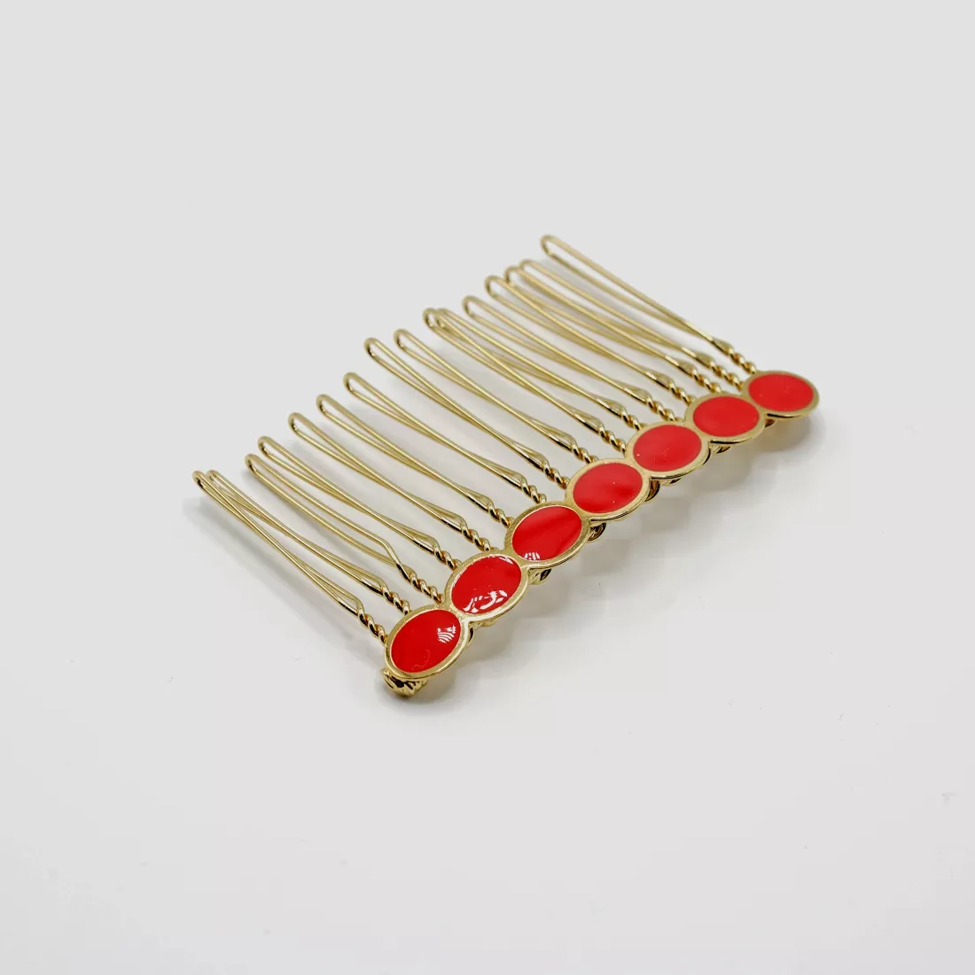 GYPSO I Barrette enamelled vintage hair comb - Joséphine - Gold - Red