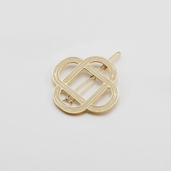 GYPSO I Barrette cheveux fins émaillée - Clemence - Doré - Champagne