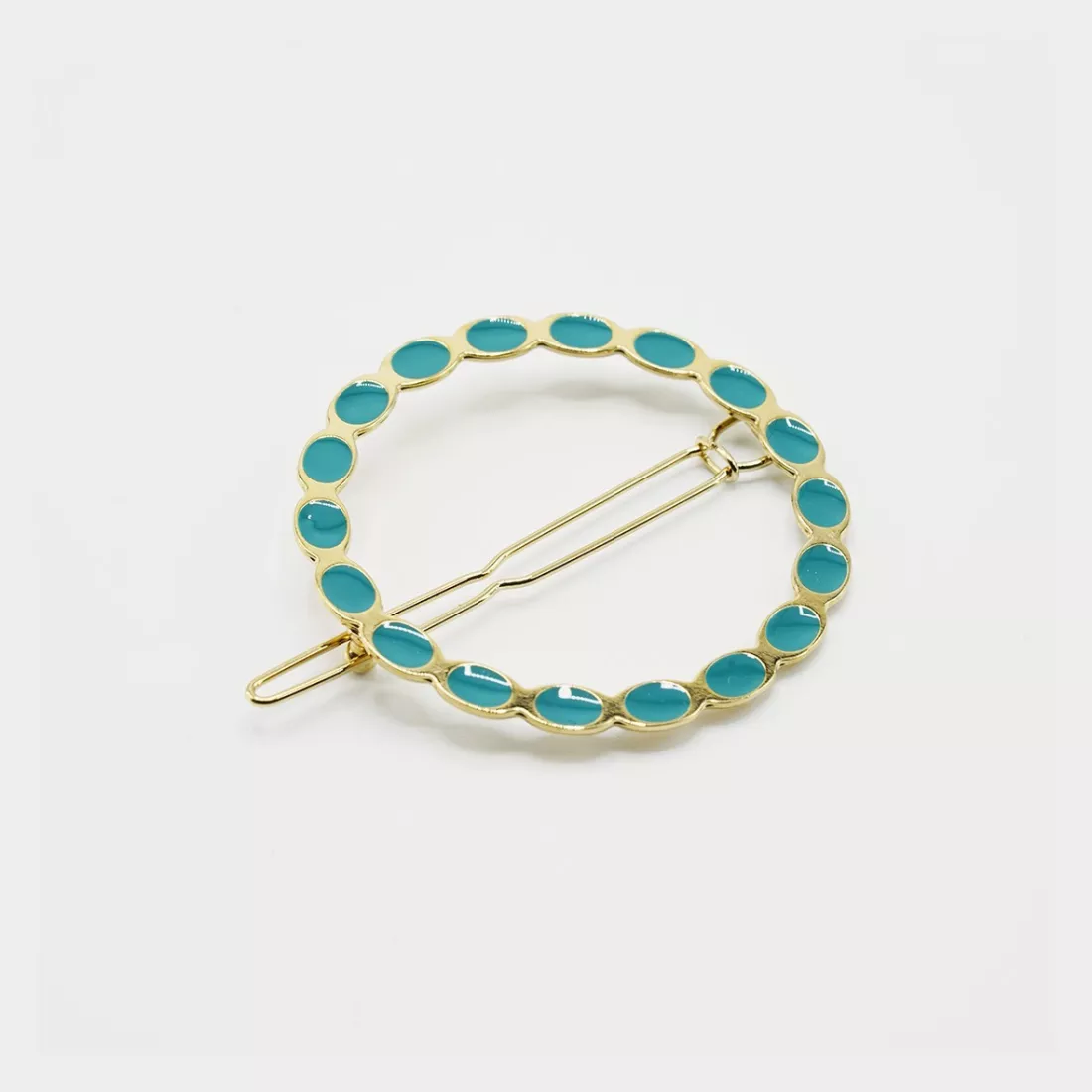 GYPSO I Barrette cheveux fins émaillée - Appoline - Doré - Bleu Canard