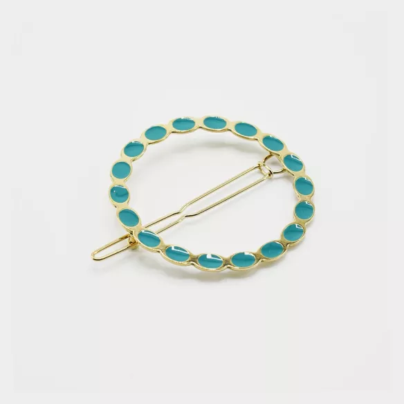 GYPSO I Barrette cheveux fins émaillée - Appoline - Doré - Bleu Canard