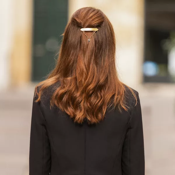 GYPSO I Barrette cheveux clip originale avec pendentif - Hortense - Doré Brossé - Croix