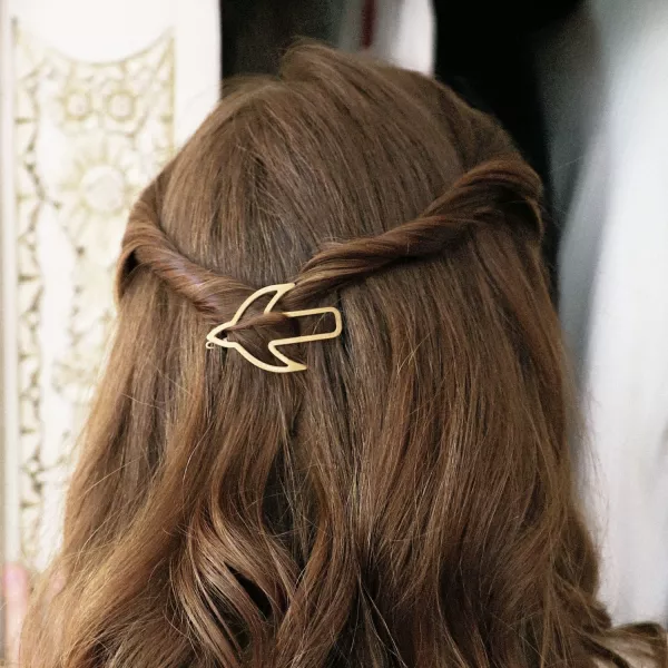 GYPSO I Barrette cheveux oiseau bohème - Gertrude - Doré Brossé