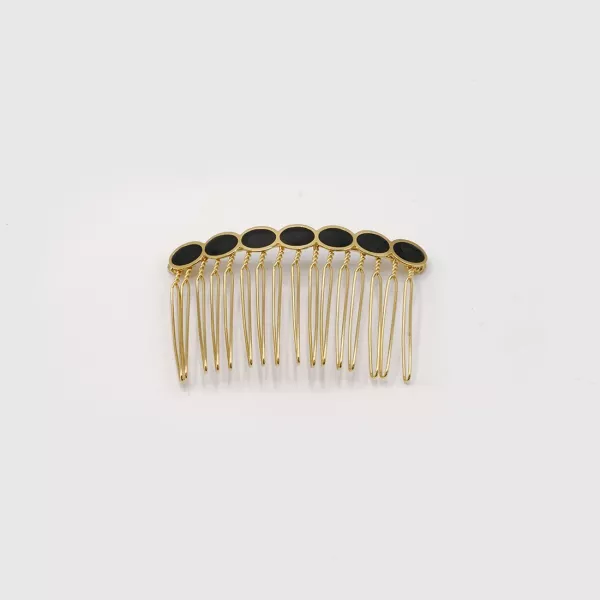 GYPSO I Barrette enamelled vintage hair comb - Joséphine - Gold - Black