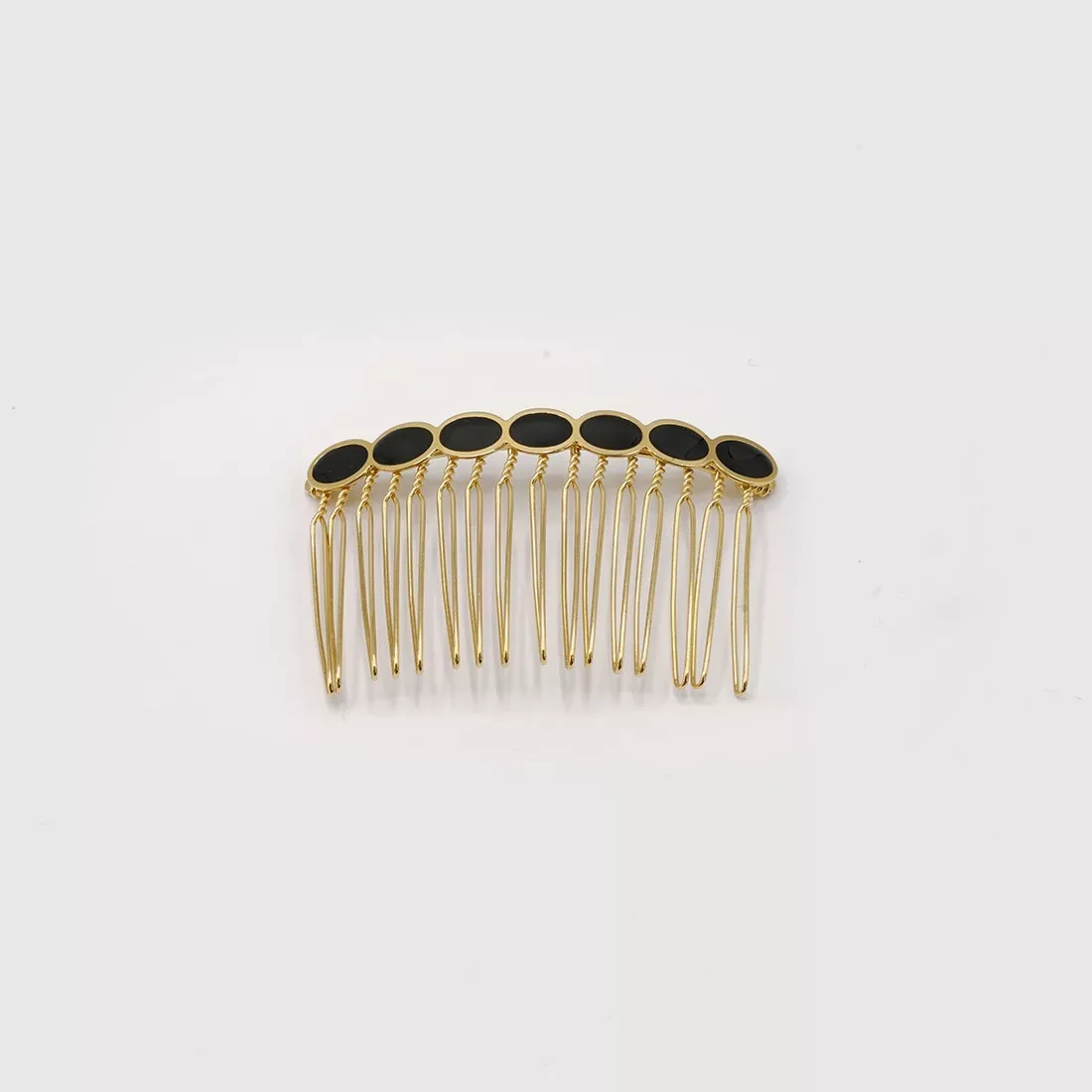 GYPSO I Barrette enamelled vintage hair comb - Joséphine - Gold - Black