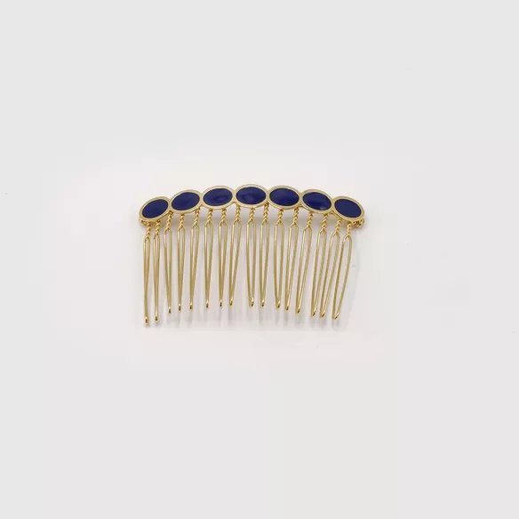 GYPSO I Barrette enamelled vintage hair comb - Joséphine - Gold - Navy blue