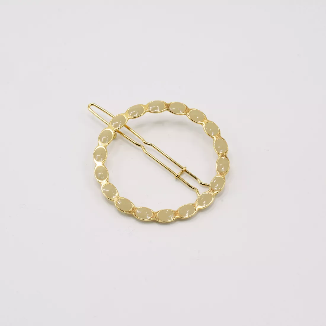 GYPSO I Enamelled fine hair clip - Appoline - Gold - Champagne
