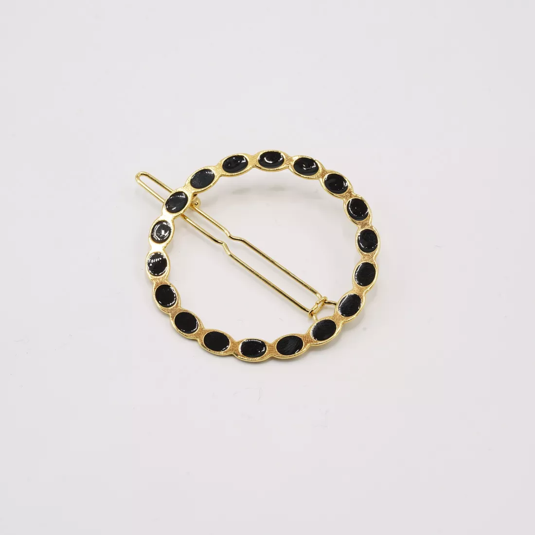GYPSO I Barrette cheveux fins émaillée - Appoline - Doré - Noir