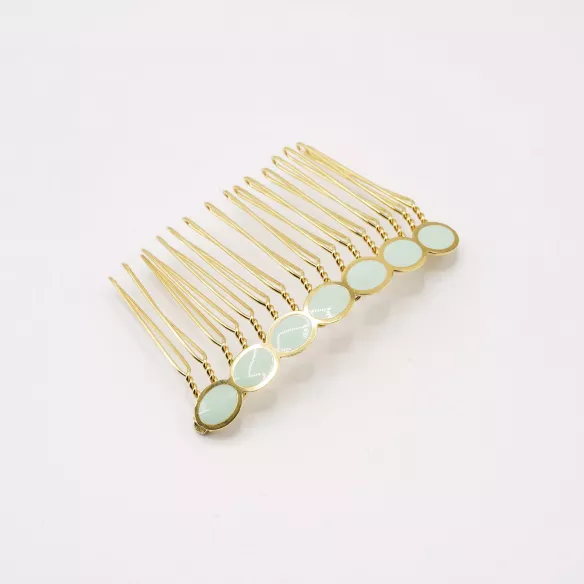 GYPSO I Barrette enamelled vintage hair comb - Joséphine - Gilded - Sage green
