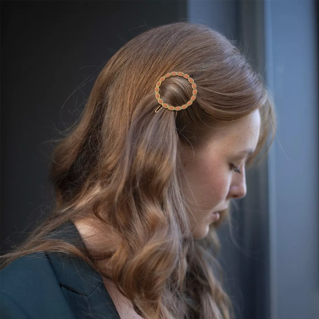 GYPSO I Barrette cheveux fins émaillée - Appoline - Doré - Terracotta