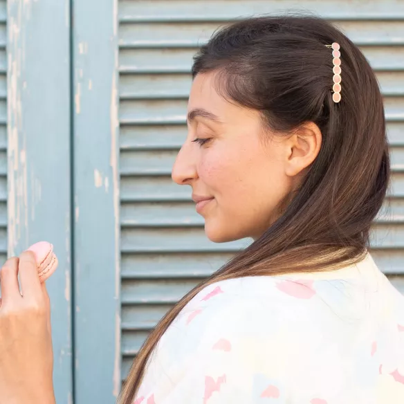 GYPSO I Barrette enamelled vintage hair comb - Joséphine - Gilded - Terracotta