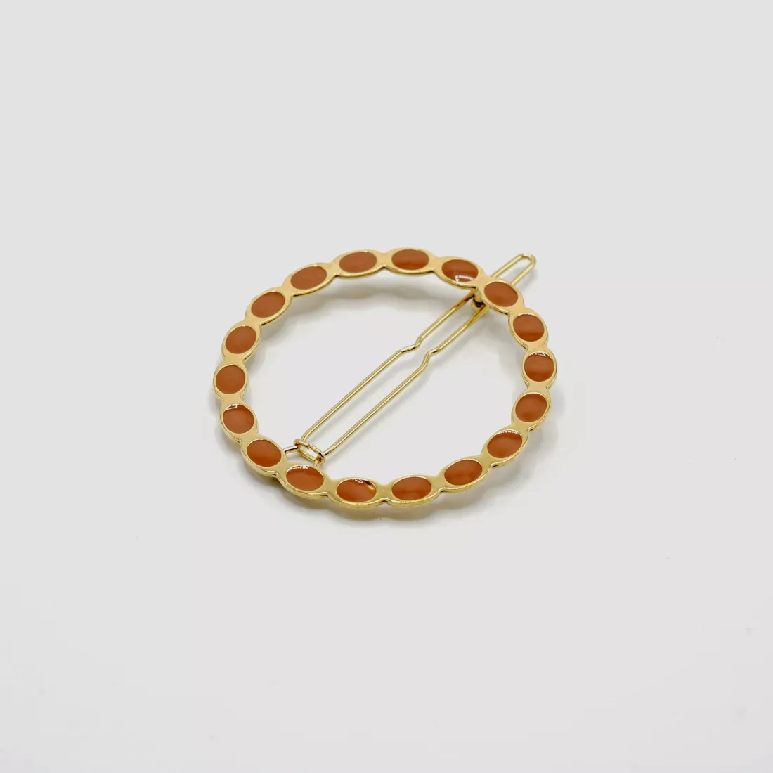 GYPSO I Enamelled fine hair clip - Appoline - Doré - Camel