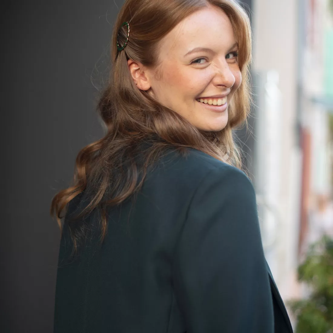 GYPSO I Barrette cheveux fins émaillée - Appoline - Doré - Vert Forêt